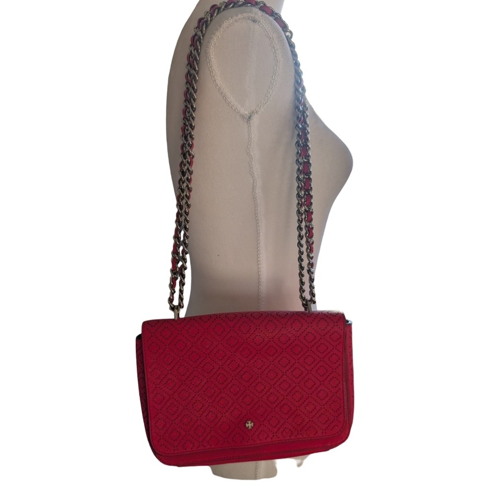 Tory Burch Robinson Perforated Crossbody Red
