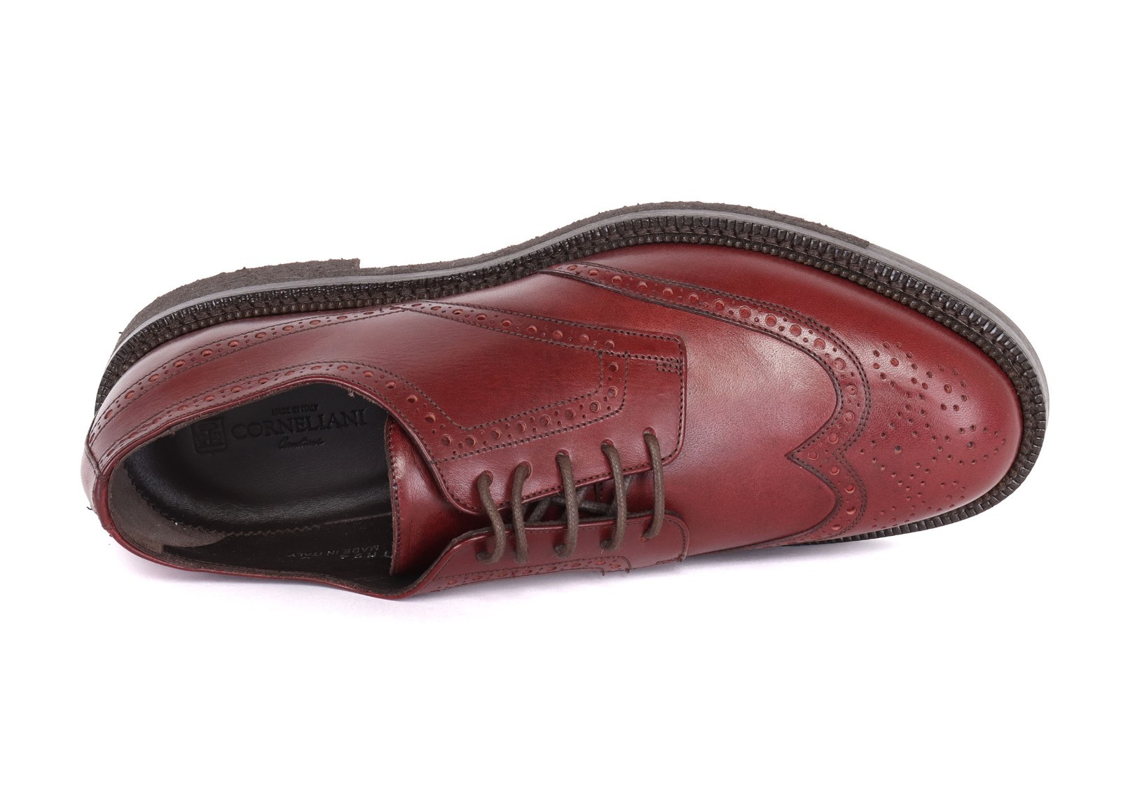 NWT CORNELIANI BROGUE SHOES burgundy calfskin luxury Italy EU 8