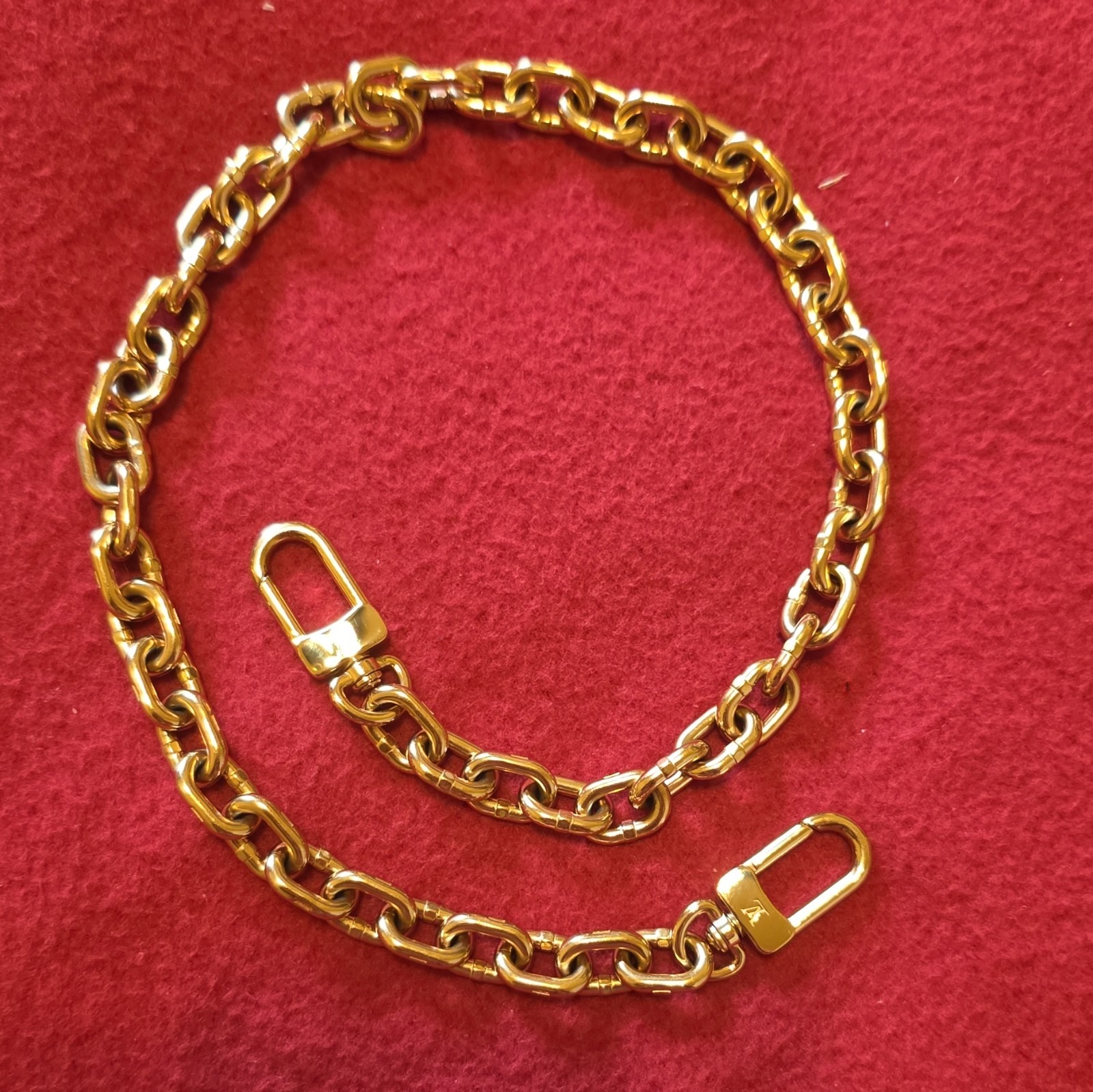 Louis Vuitton Gold Chain Strap w/ Swivel Clasps LV Logo Accents Women