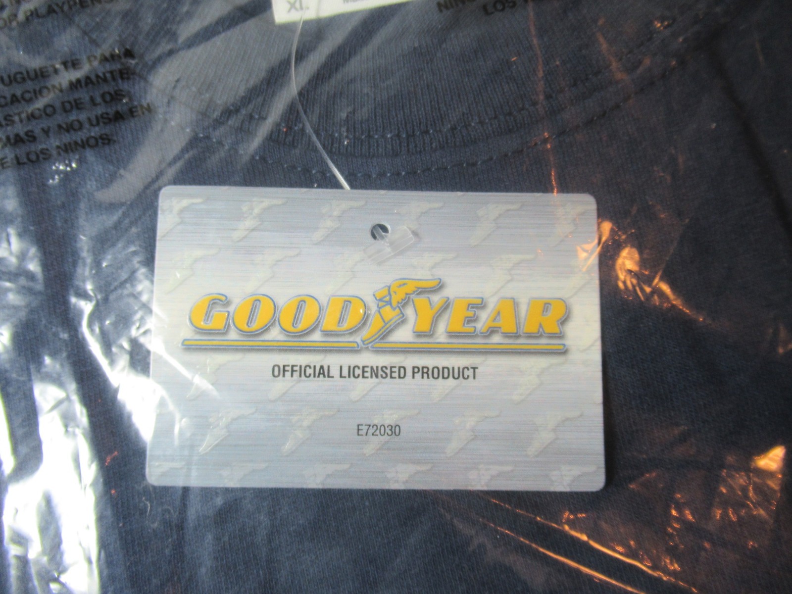 XL Vintage Goodyear Official New Navy T Shirt Yellow Winged Logo Gildan Cotton