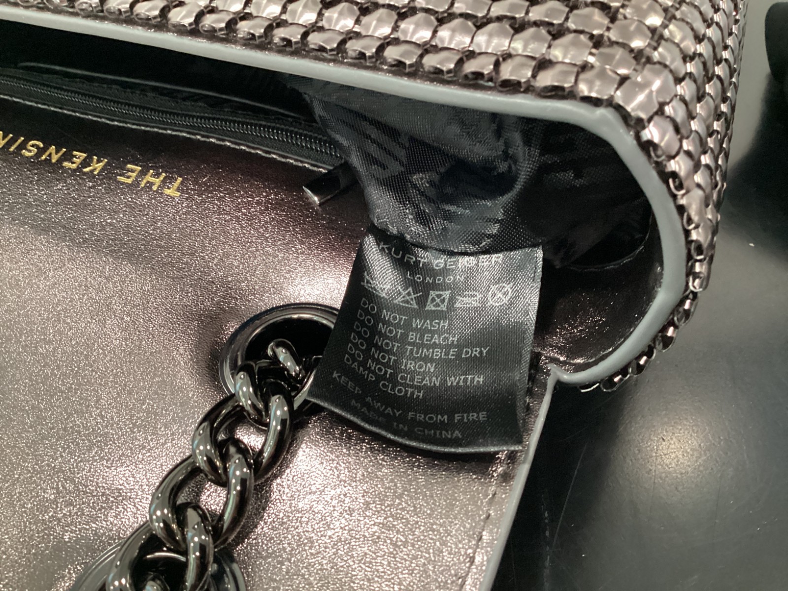 Kurt Geiger Kensington Chainmail Gunmetal 10.5″ x 6″ x 4″ Crossbody Large Eagle