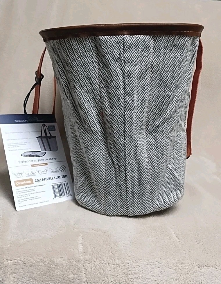 NEW Clevermade Collapsible LUXE Tote, Rose Herringbone – 20L
