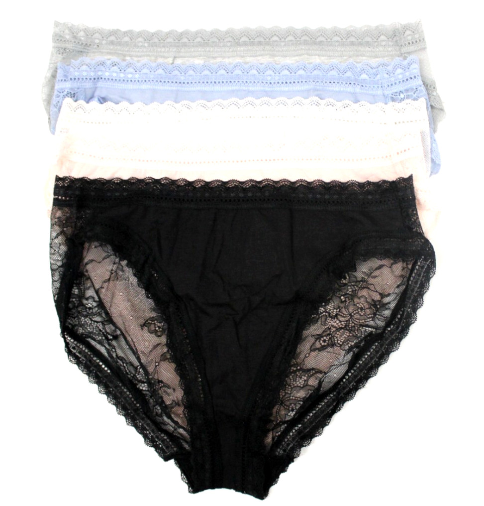 ex M & S Ladies 5 Pack Lace & Modal Supima Cotton High Legs Briefs Sizes 8 to 20