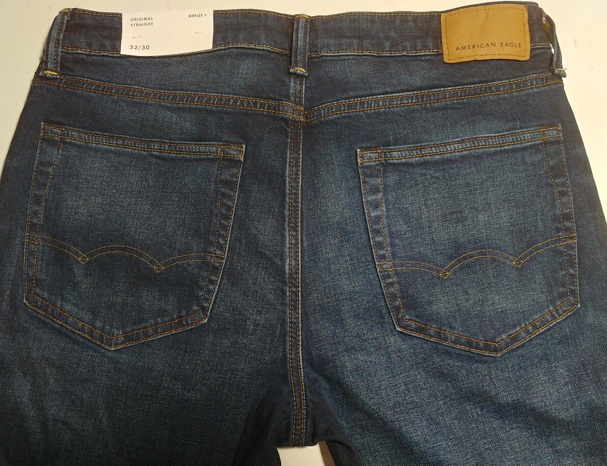NWT American Eagle Men’s AirFlex+ Original Straight Darkness Jeans【34 x 34】G249