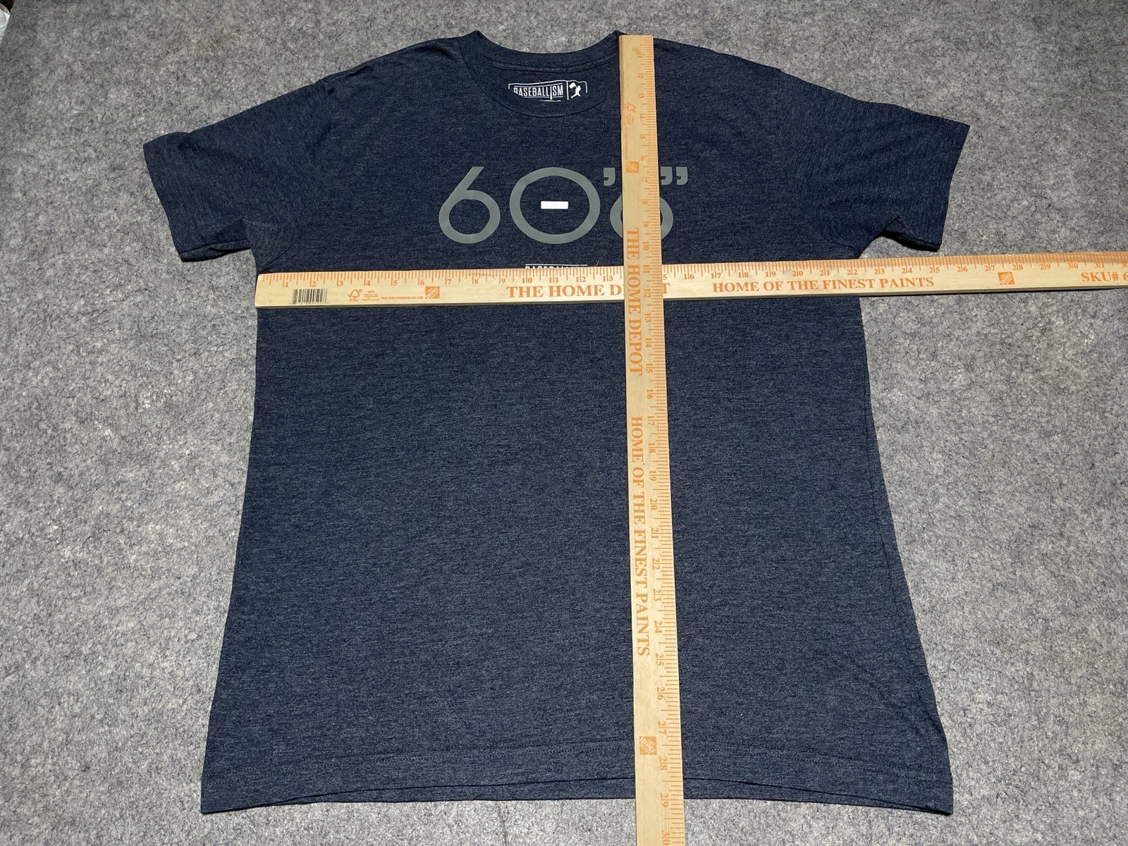 Baseballism mound to home plate Blue Gray 60 foot 6 inches 60’6″ Large Shirt