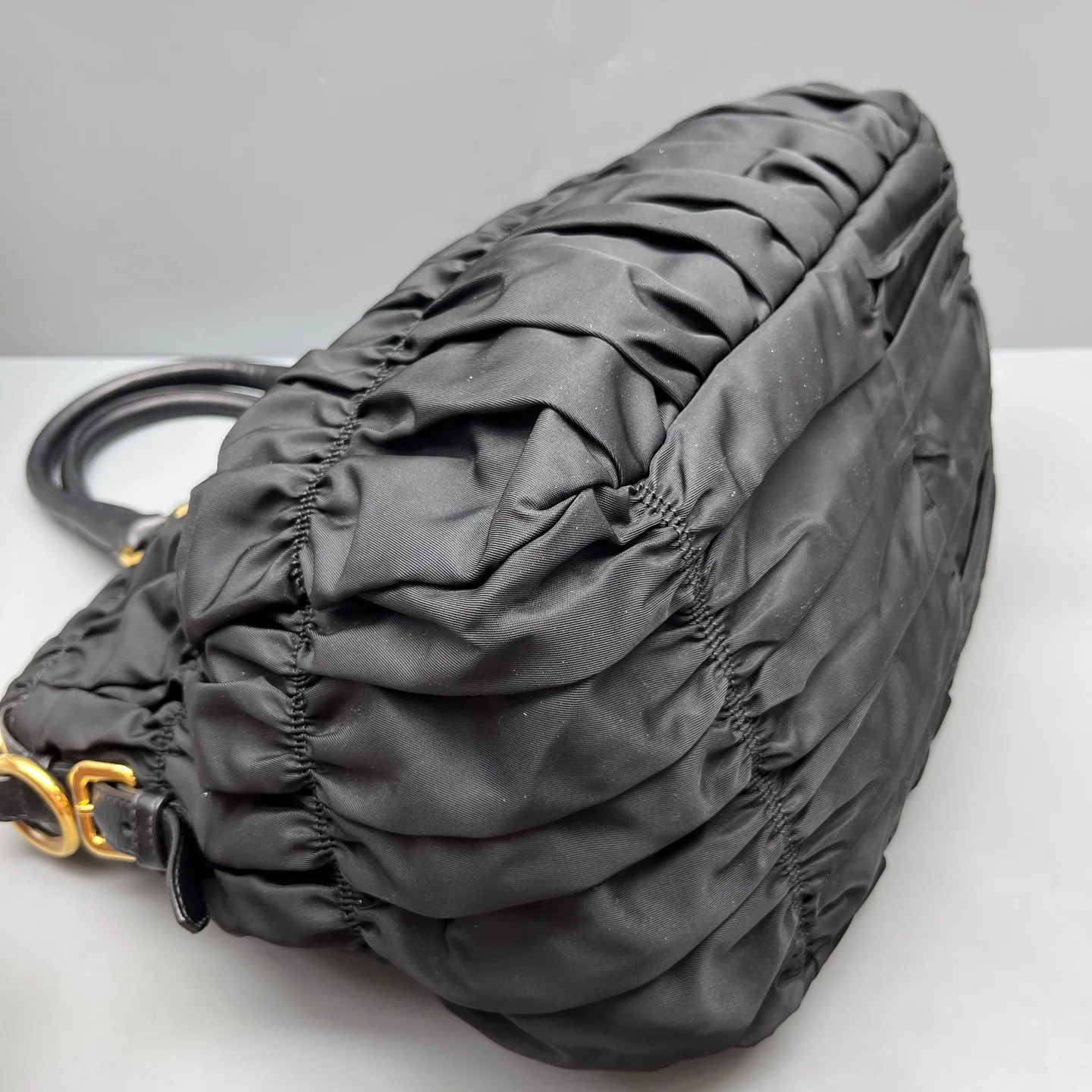 Prada Gaufre Medium Gaufre Buckle Satchel Black Tessuto Nylon (ws051326c5r)