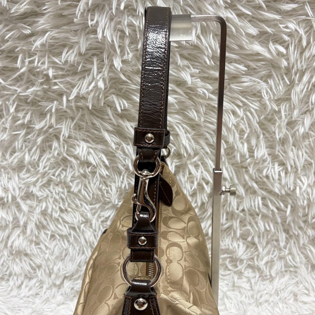 Authentic Coach Signature Hobo Shoulder Bag, Leather, 12.6in, Slightly Dirty