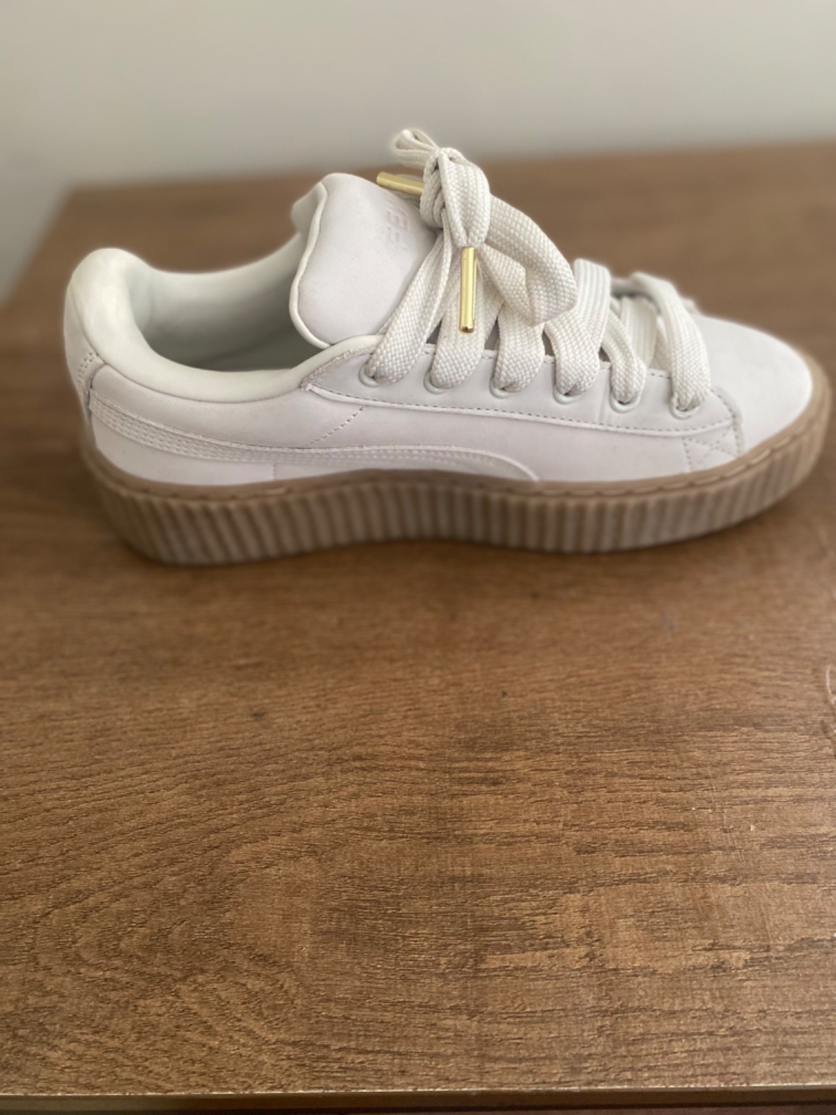 Size -8.5-Puma Fenty Creeper Style Sneaker-Beige with Gum Sole-Women’s