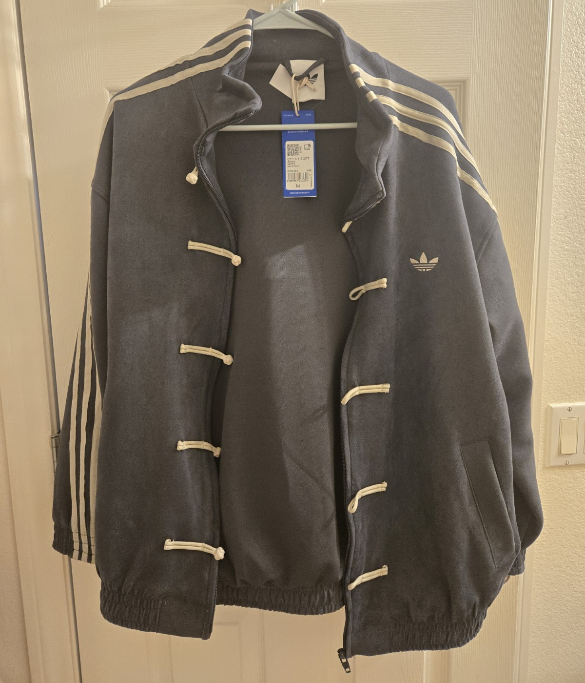 adidas Originals Men’s L Black Full-Zip Track Jacket 3-Stripes Trefoil