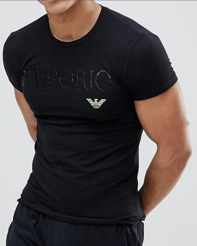 Emporio Armani Black Mens T shirt Glossy print size M*L*XL*XXL*3XL