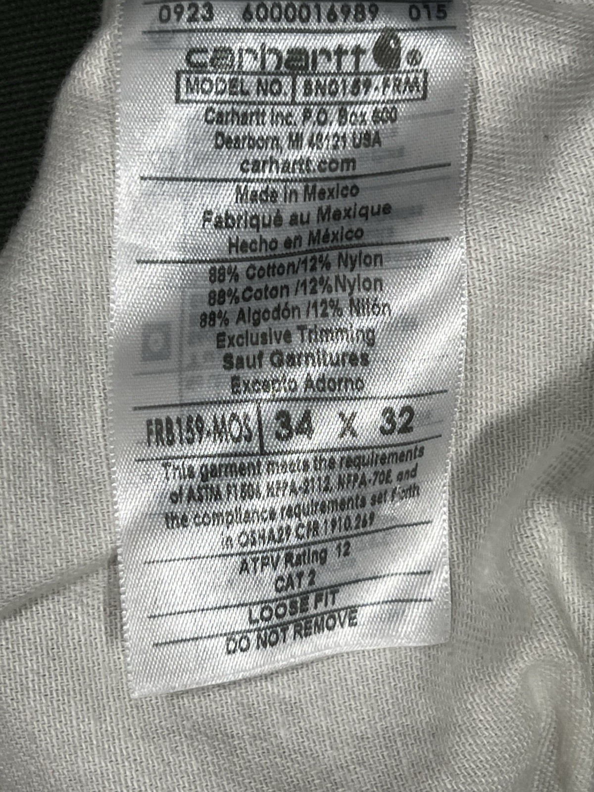 Carhartt FR Pants Mens 34×32 Green FRB159 MOS Relaxed Carpenter Canvas Workwear