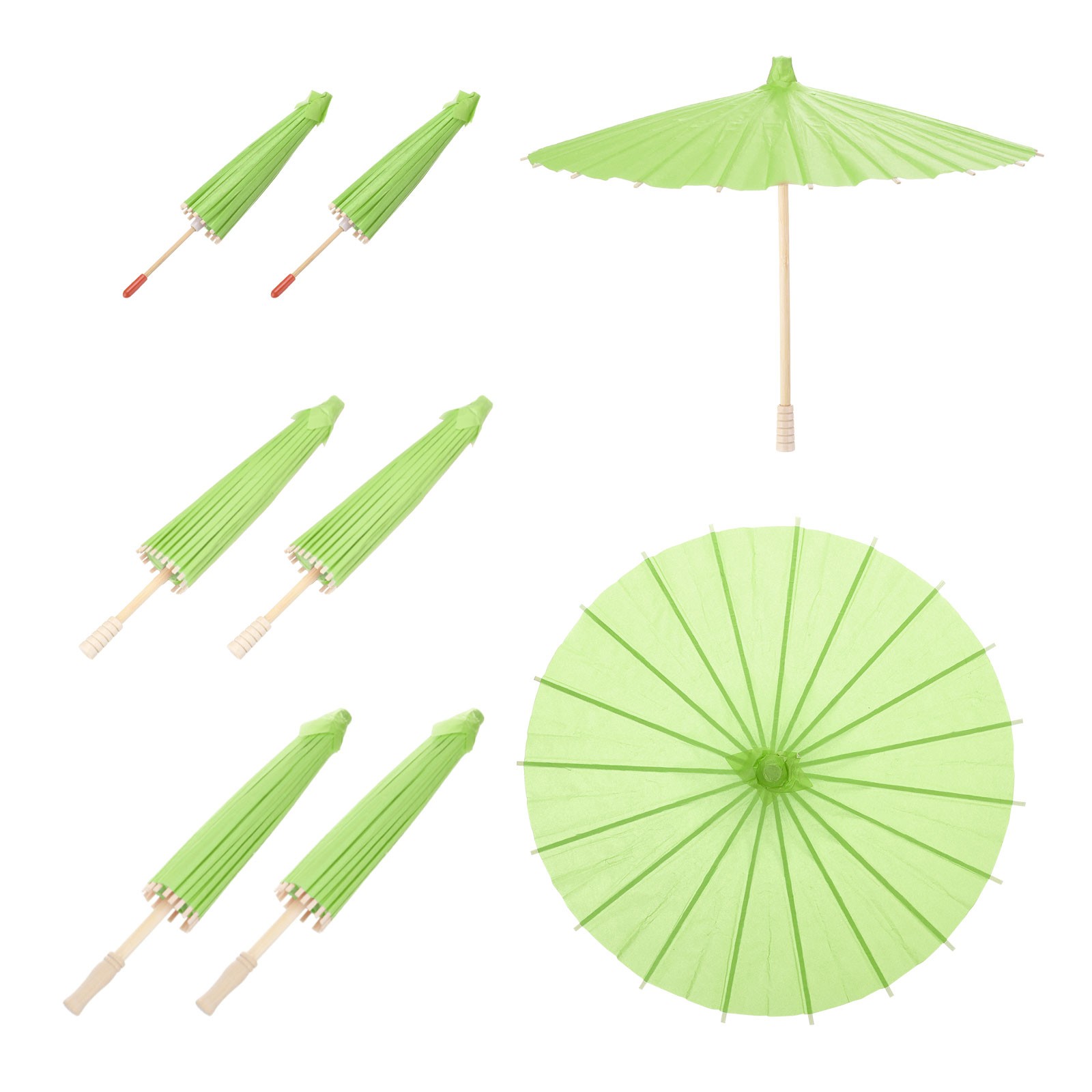 6 Pcs Paper Umbrellas ,8″/12″/18″Paper Parasol Umbrella for Wedding,Green