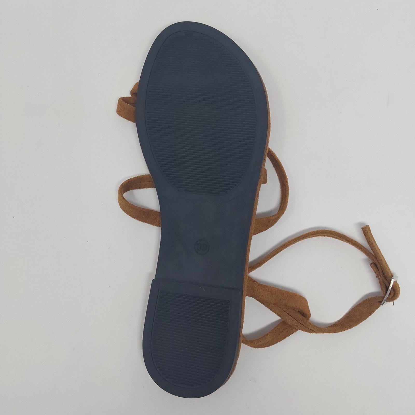 Womens Gladiator Sandals Brown Faux Suede Strappy Flat Sandals US 8 NWT