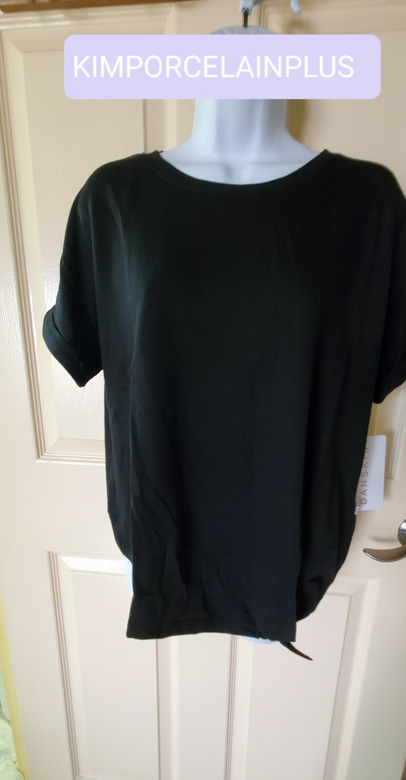 Danskin Ladies’ Tie Front Top Please Choose Size Black Color New Light Terry Tee