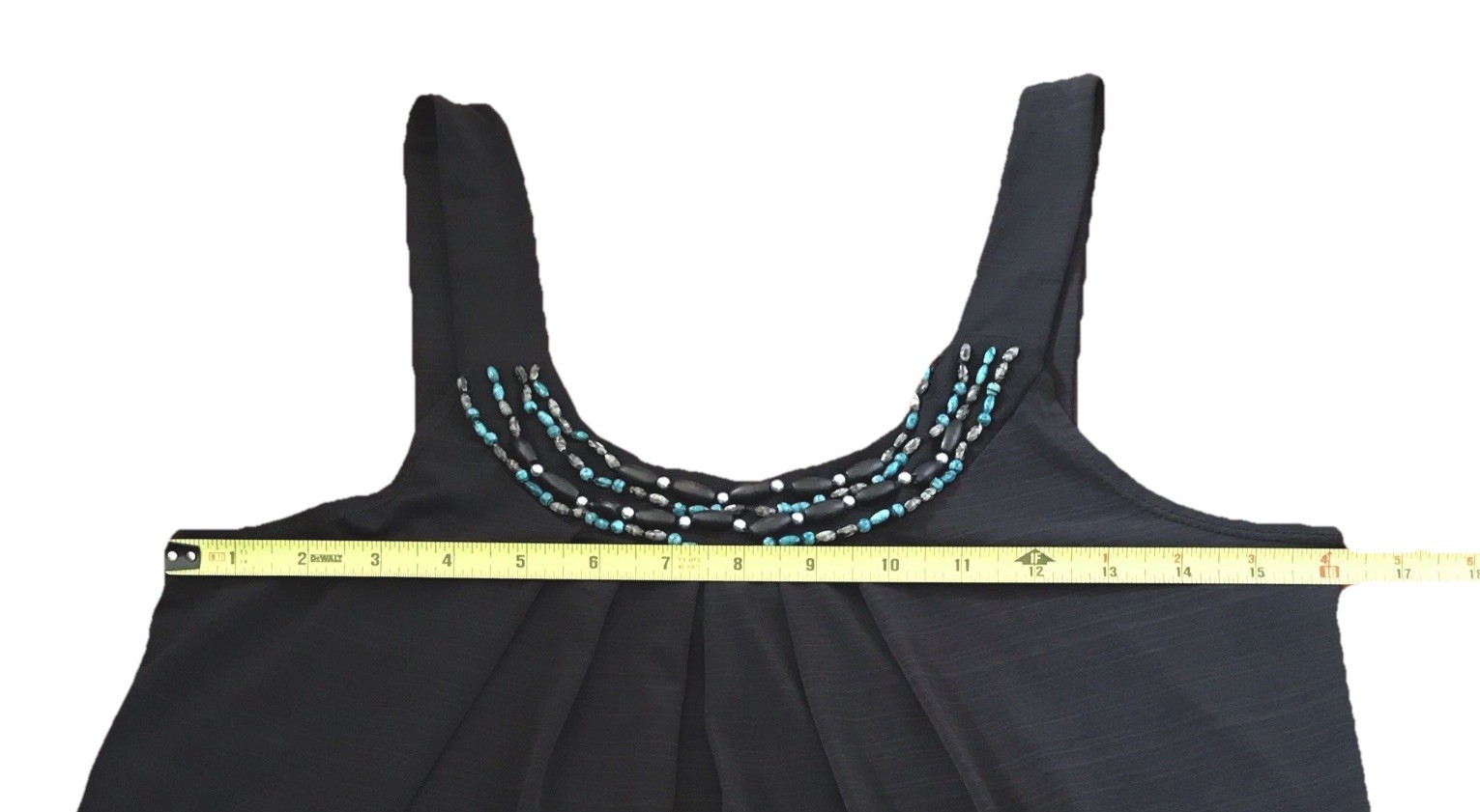 B. Wear Black Pleated Beaded Sleeveless Tank Top Blouse Woman’s Size L