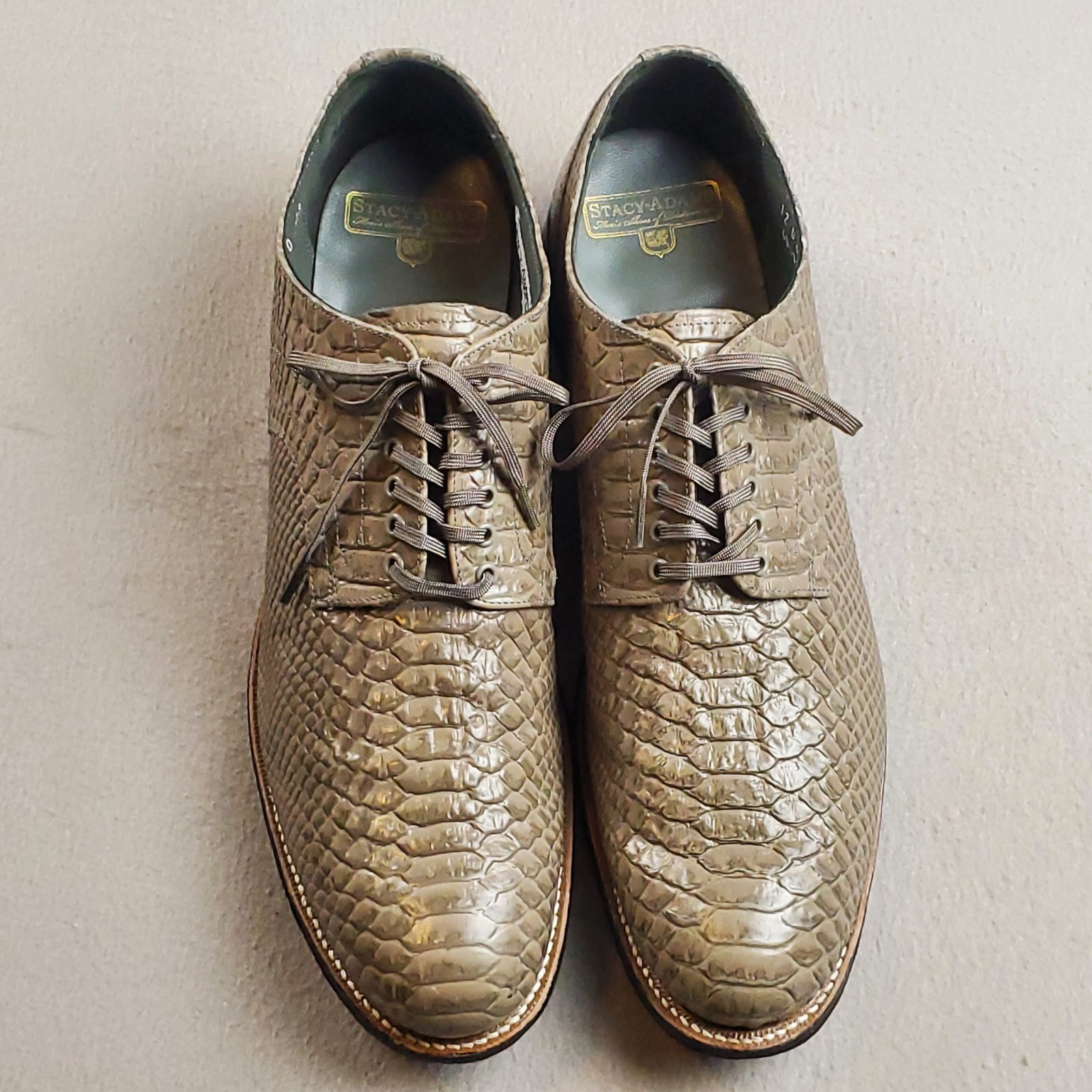 Stacy Adams Men’s Madison Gray Anaconda Leather Snakeskin Print Oxford Size 12 D