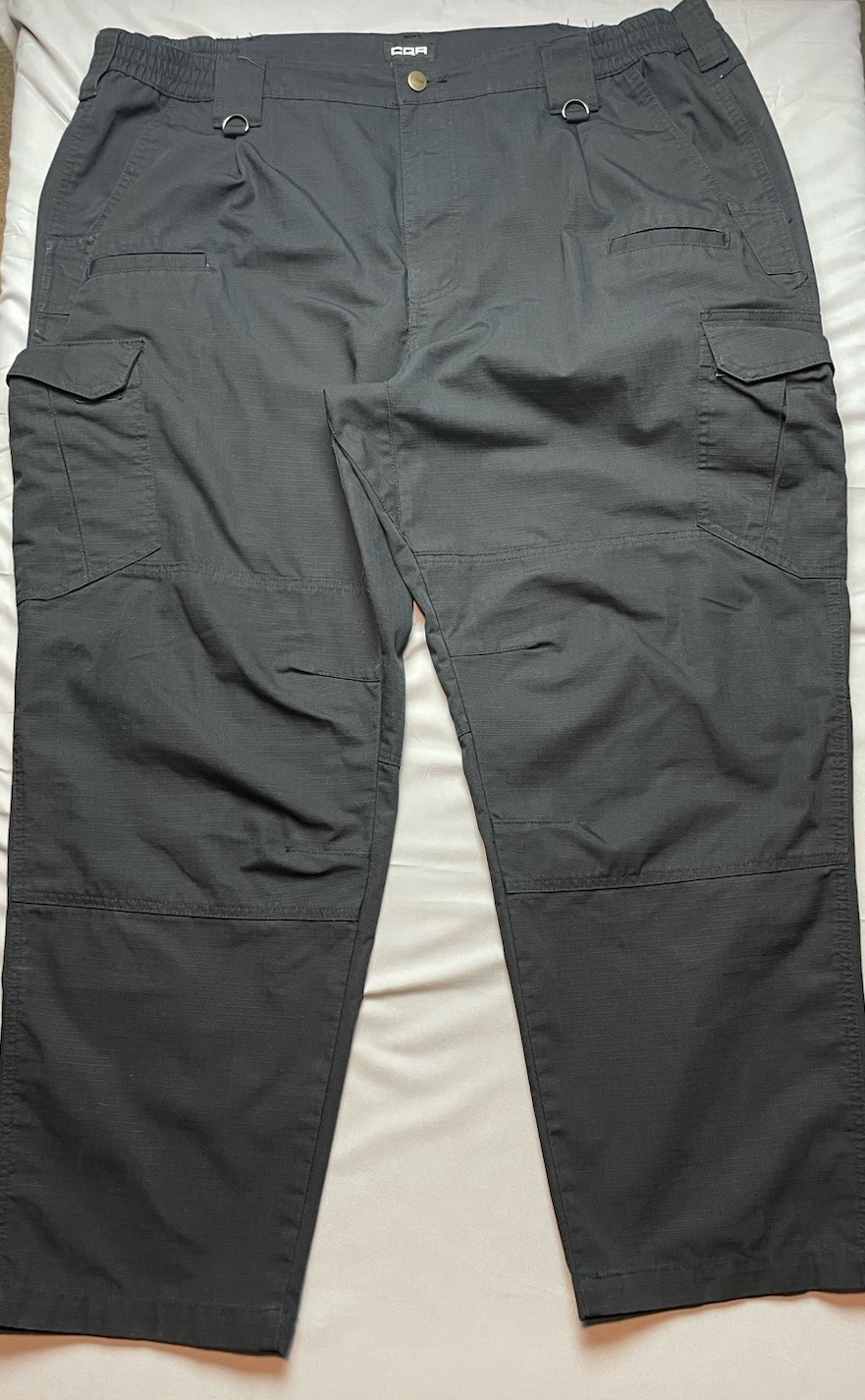 CQR Tactical Pants Men Sz 44 X 30 Black Ripstop Cargo Pockets Poly Cotton Blend