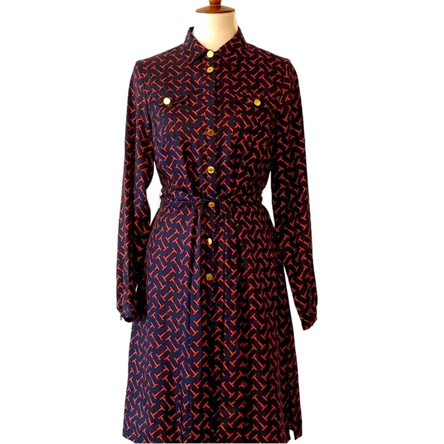 Elizabeth McKay 6 Dress Silk Small Shirtdress Equestrian Classic Preppy Cruise