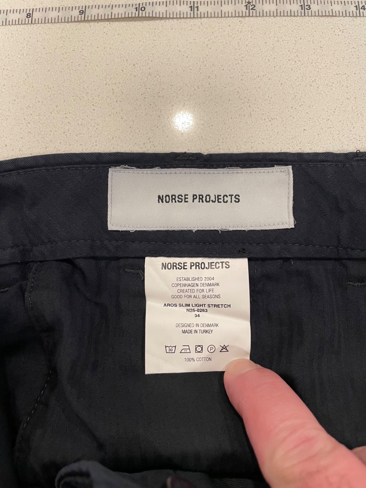 NEW Norse Projects Men’s Aros Slim Light Stretch Chinos 34W NEVER WORN Unhemmed