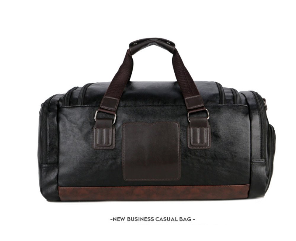 US Men Large Leather Travel Gym Bag Weekend Overnight Duffle Bag Handbag Black