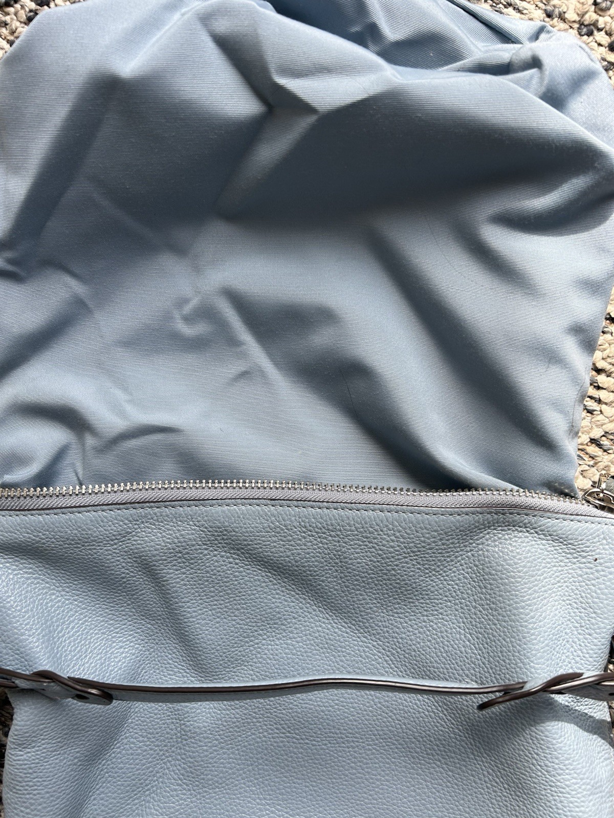 Coach F31507 Abby Duffle Slate Blue Pebbled Leather Crossbody Shoulder Bag SHW