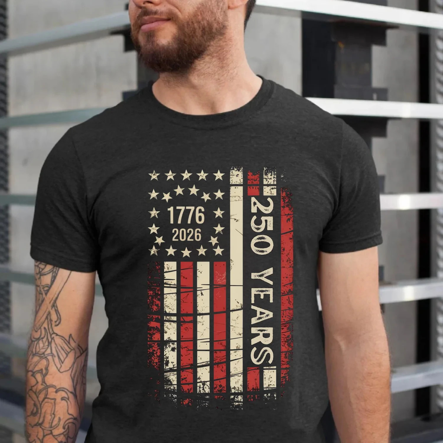 250th America Anniversary T-Shirt, Vintage USA Flag Patriotic Tee