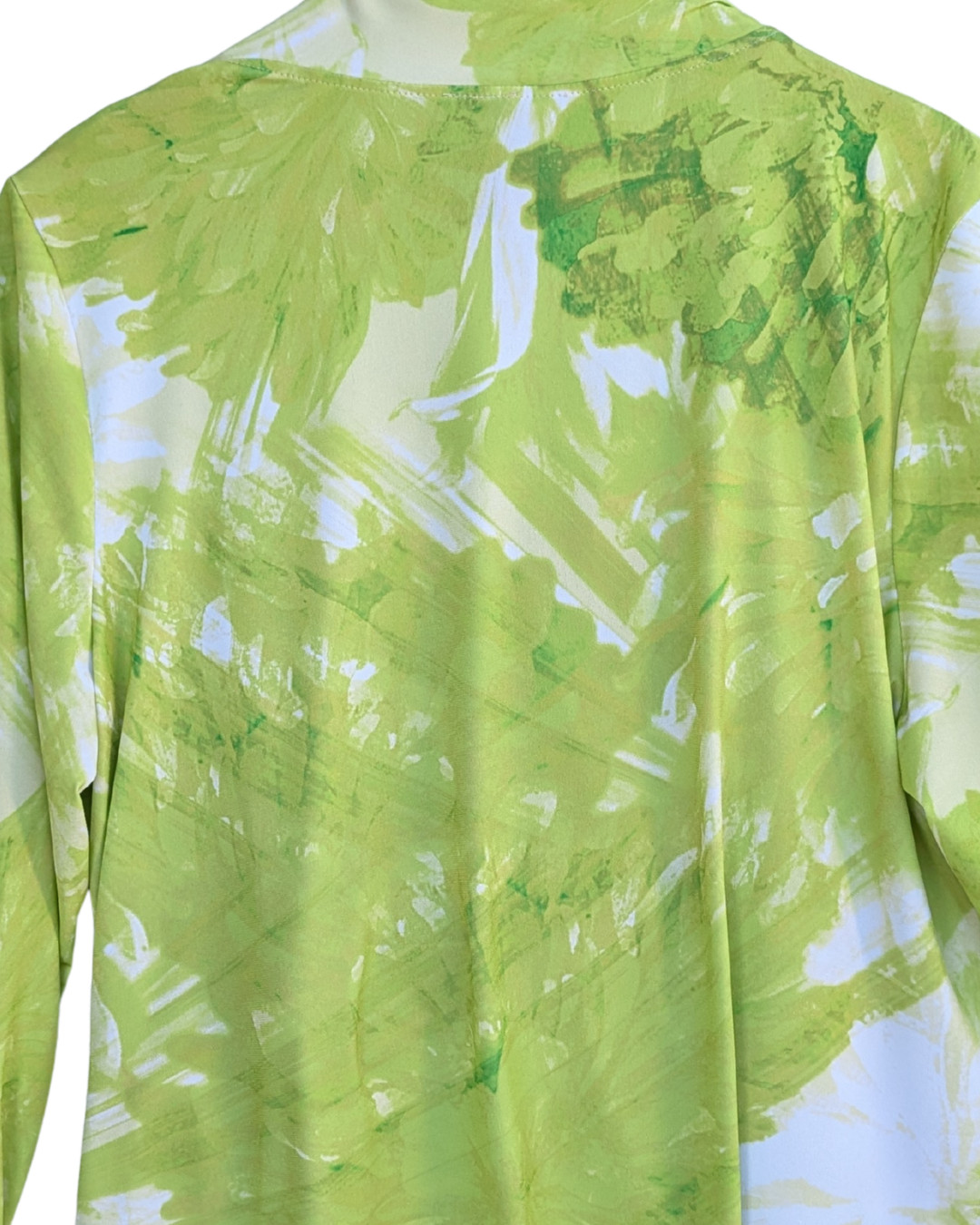 Clara Sunwoo V-Neck Draped Pleat Top Floral Citrus Lime White Size 1X
