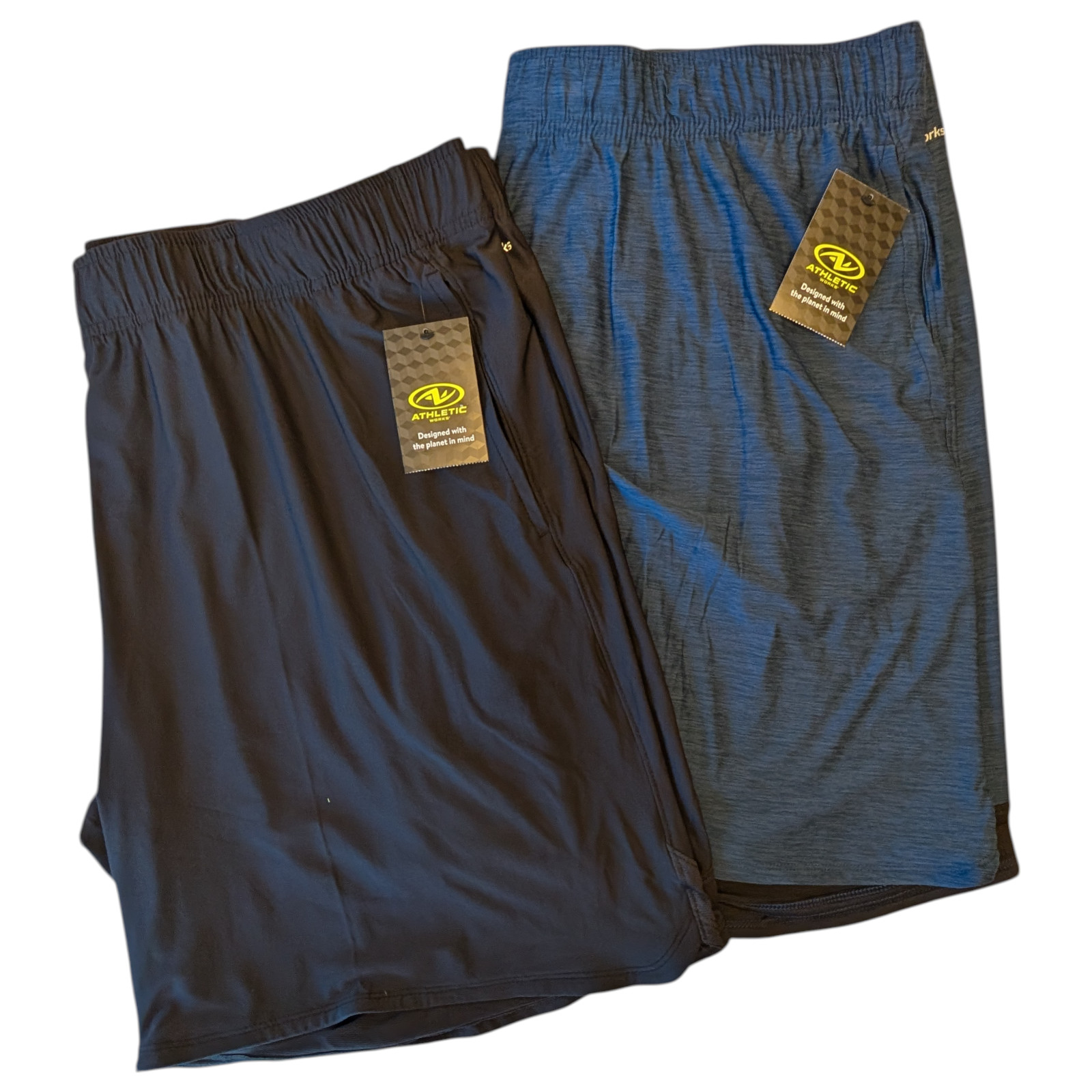 Jersey Comfort Shorts Men’s 2XL (44-46) Elastic Waist Front Pockets Black & Blue