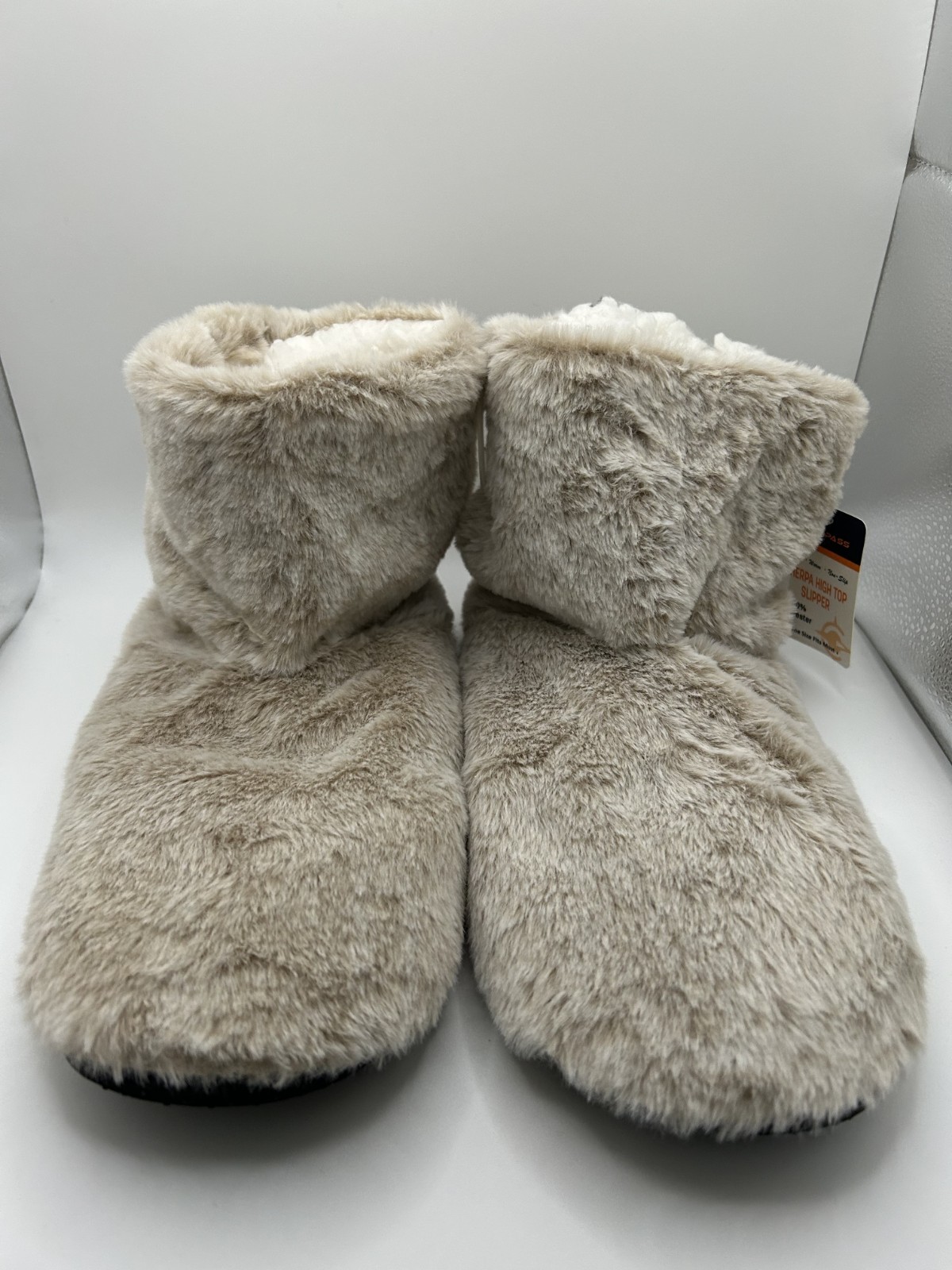 Compass Sherpa High Top Beige Bootie Slipper Super Soft One Size Fit Most