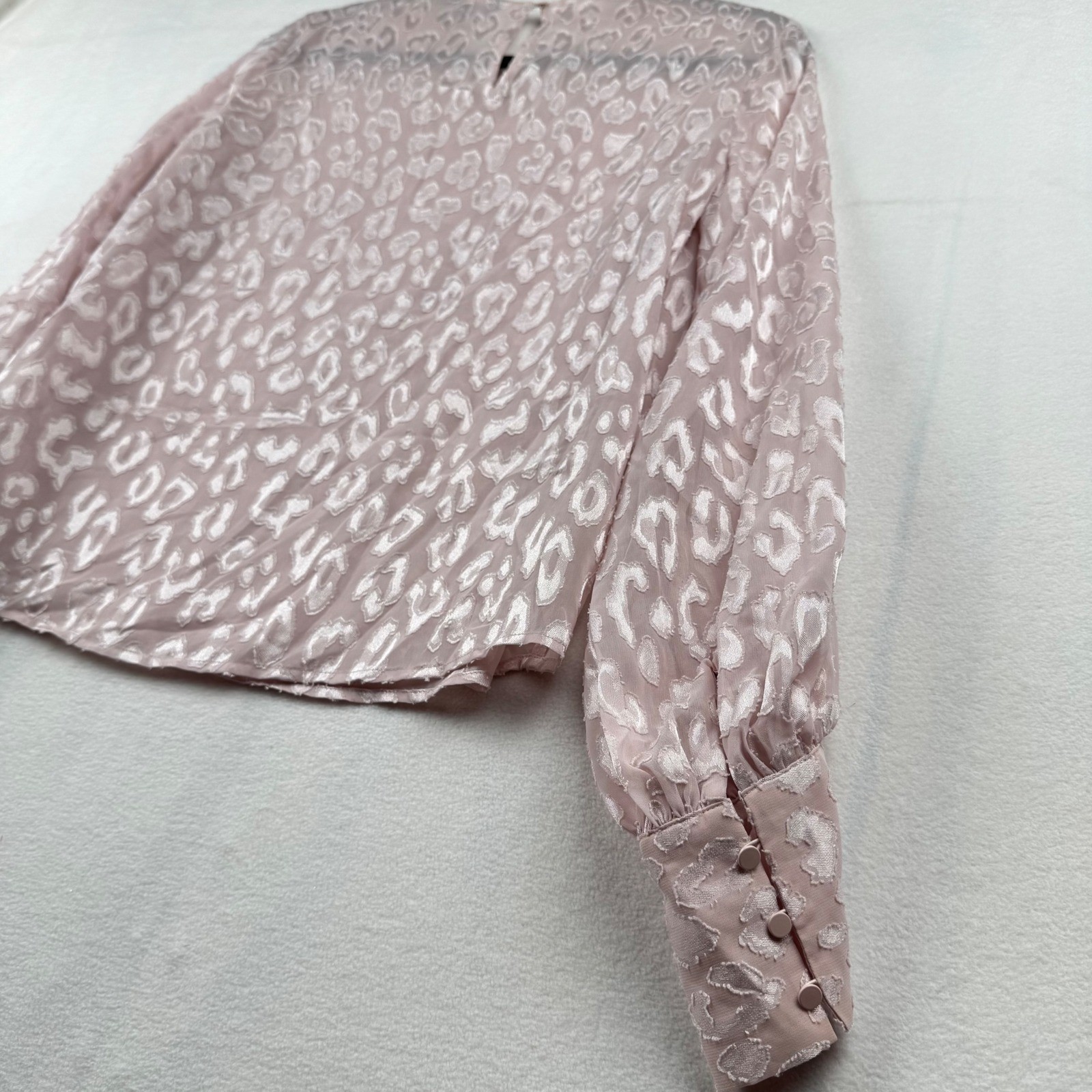 Express Animal Print Blouse Top Small S Pink Long Sleeve Career Casual
