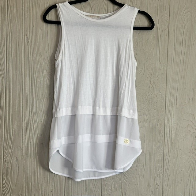 Michael Michael Kors Womens White Sleeveless Mixed Media High Low Tank Top S