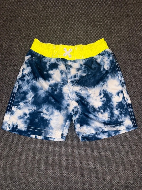 Wippette Boys Tie Dye Swim Trunks Neon Yellow Blue Size 3T