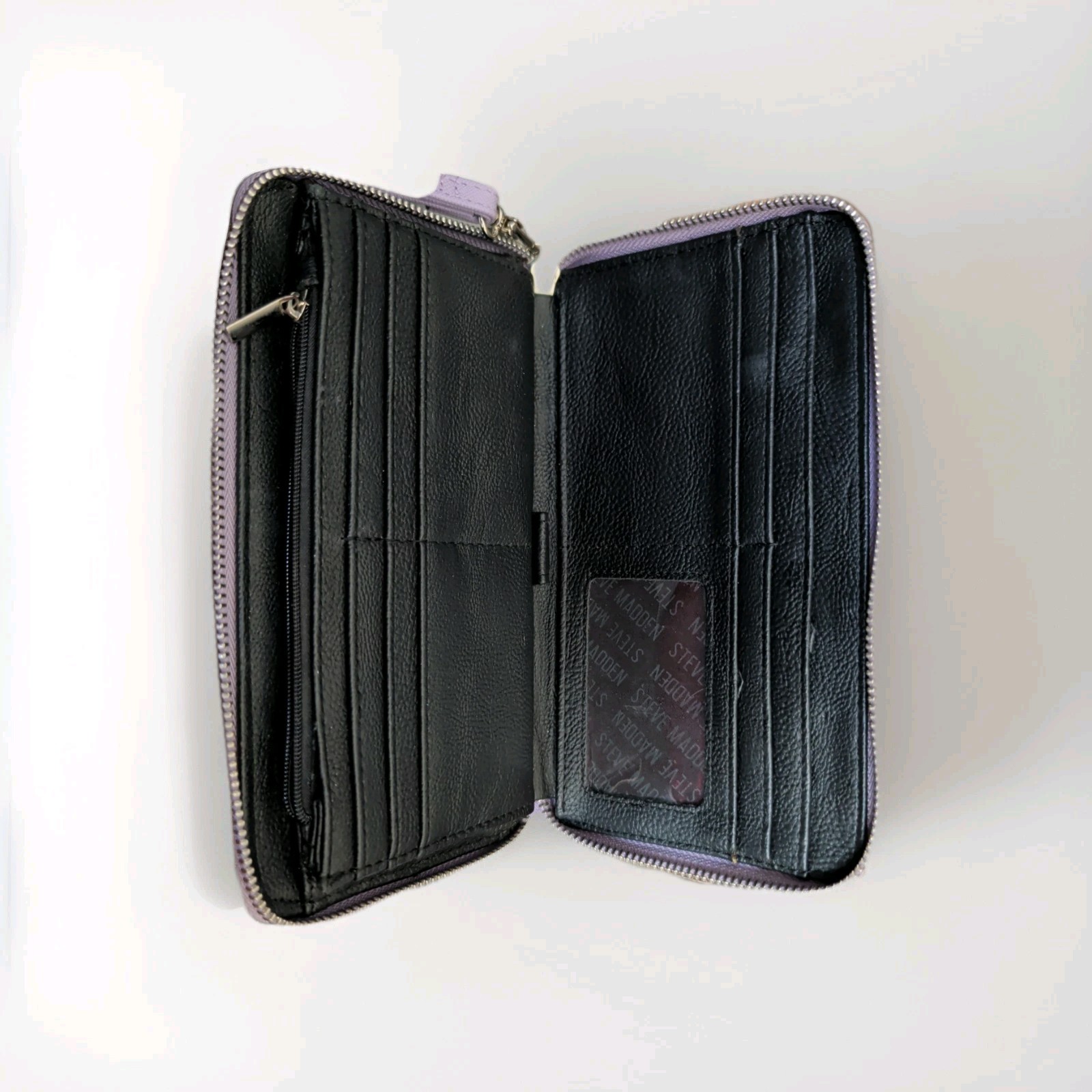 Steve Madden Lavender Purple Saffiano Faux Leather Zip Around Wristlet Wallet