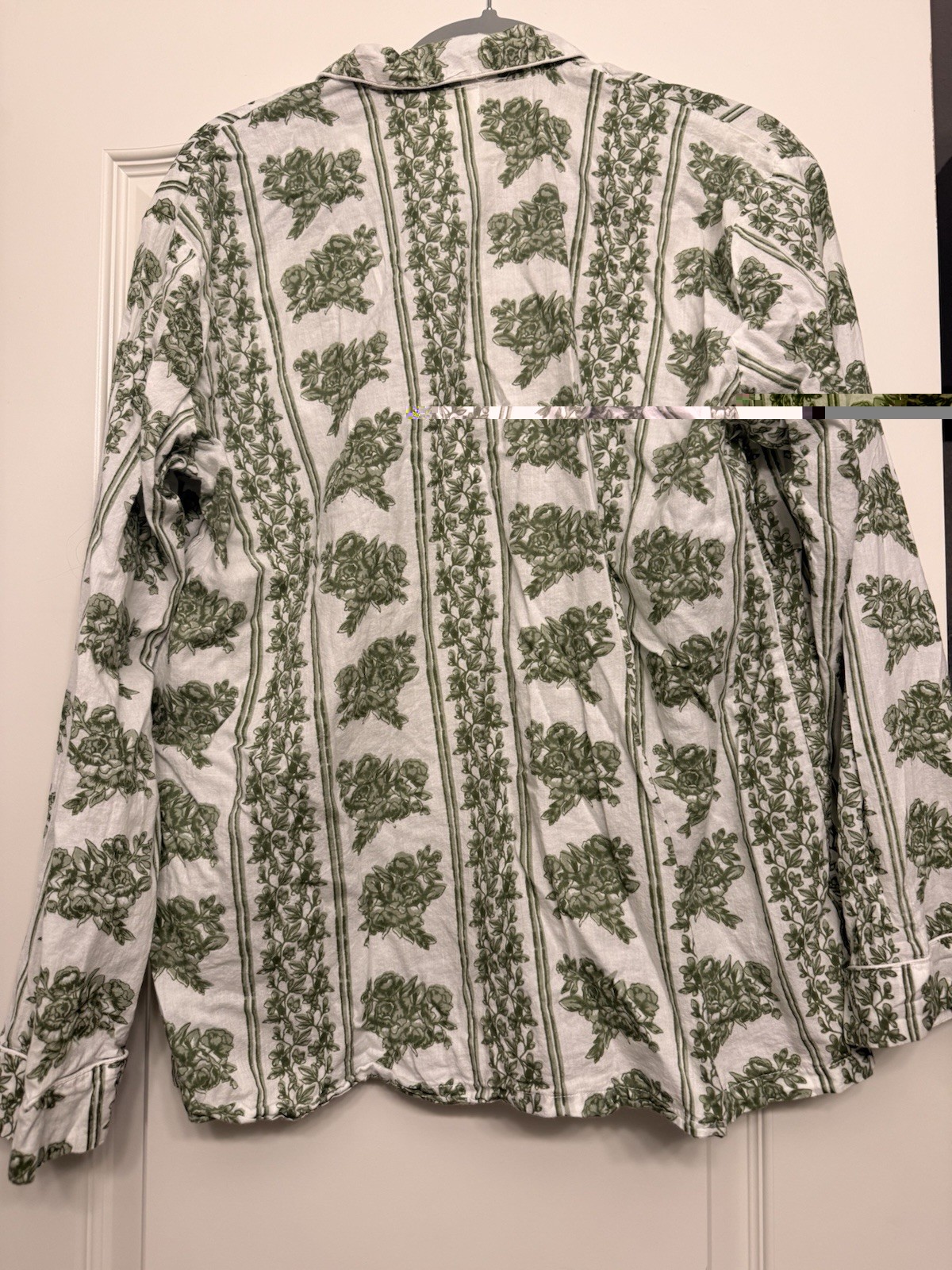 DARLING Loungewear Pajama Set – Floral Garden Green Button Long Sleeve – Size M