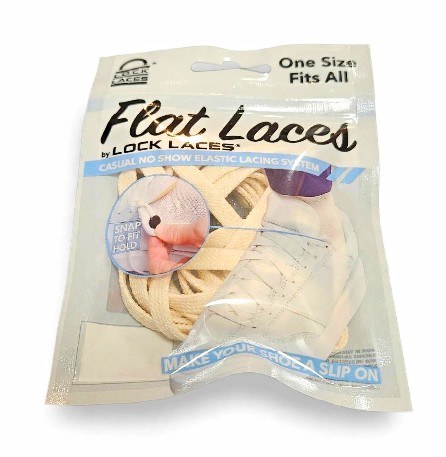 Lock Laces Flat Cream Elastic No-Tie Shoelaces