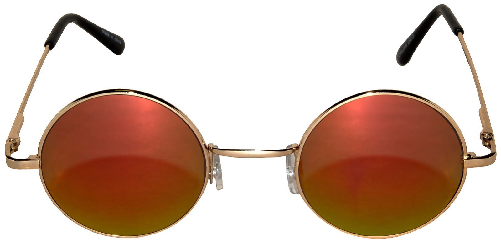 ROUND SUNGLASSES RED MIRROR SMALL LENS 43 mm GOLD METAL FRAME ONE PAIR