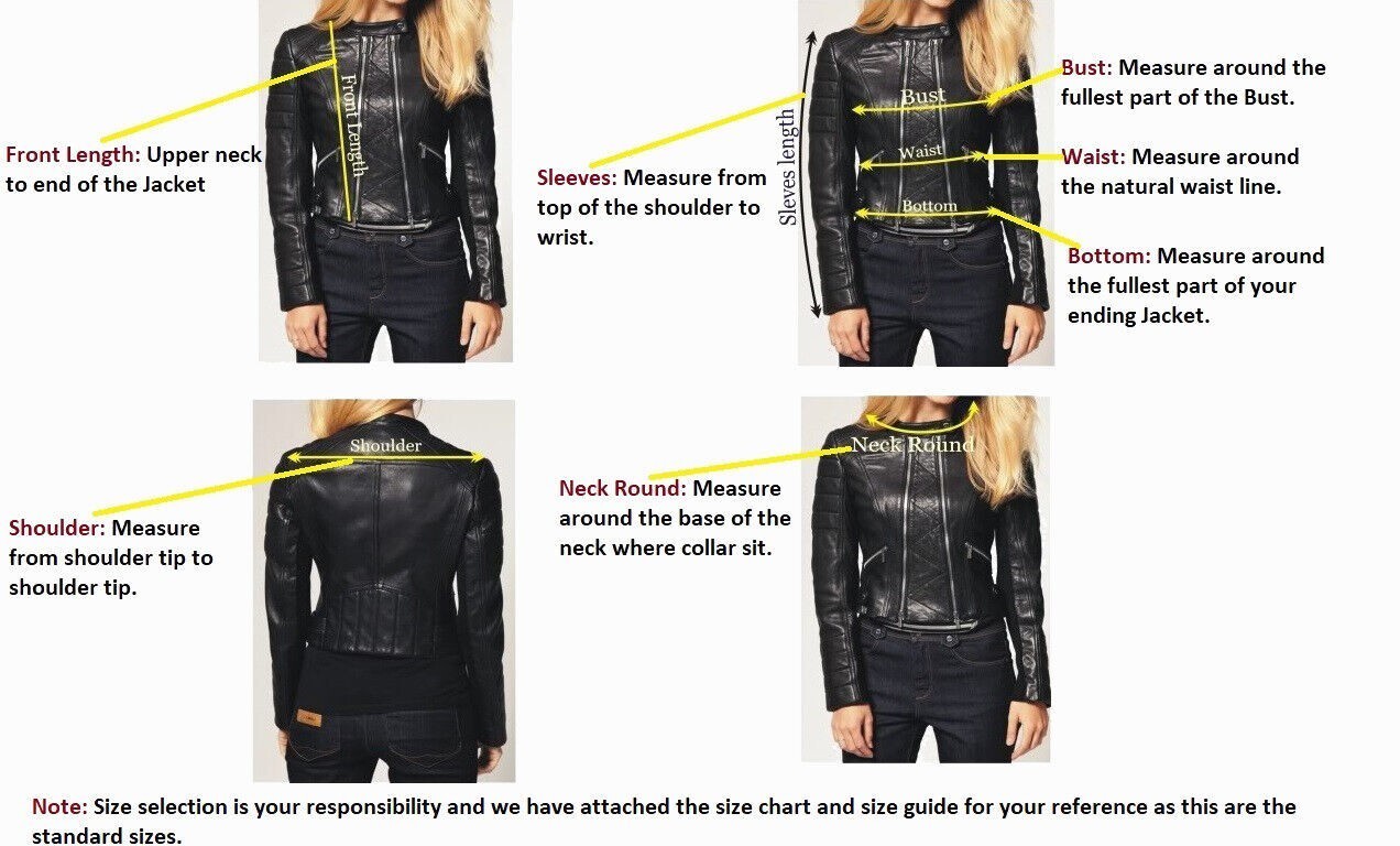 NEW Women Leather Jacket Black Real Lambskin Moto Biker Jacket Size M L XL XXL –