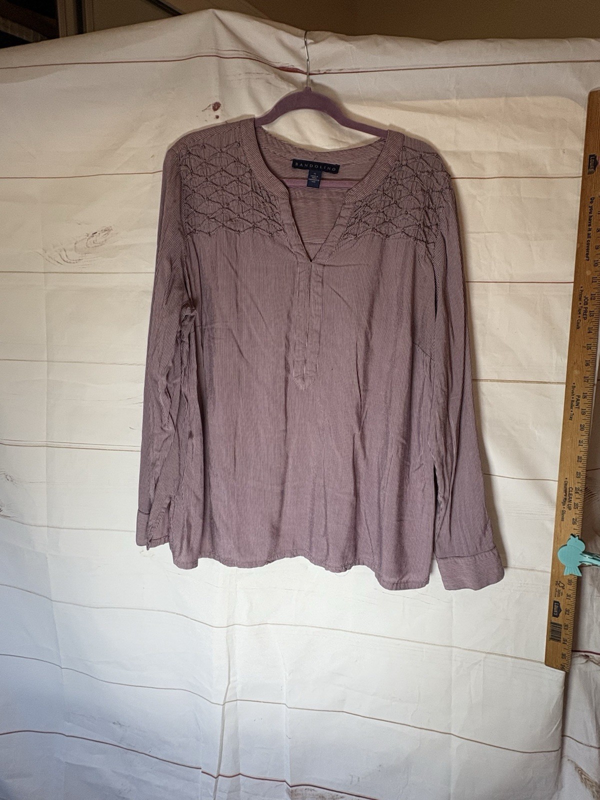 Bandolino Trinity Roll Tab Long Sleeve Top Cabernet Fig Women’s Sz XL