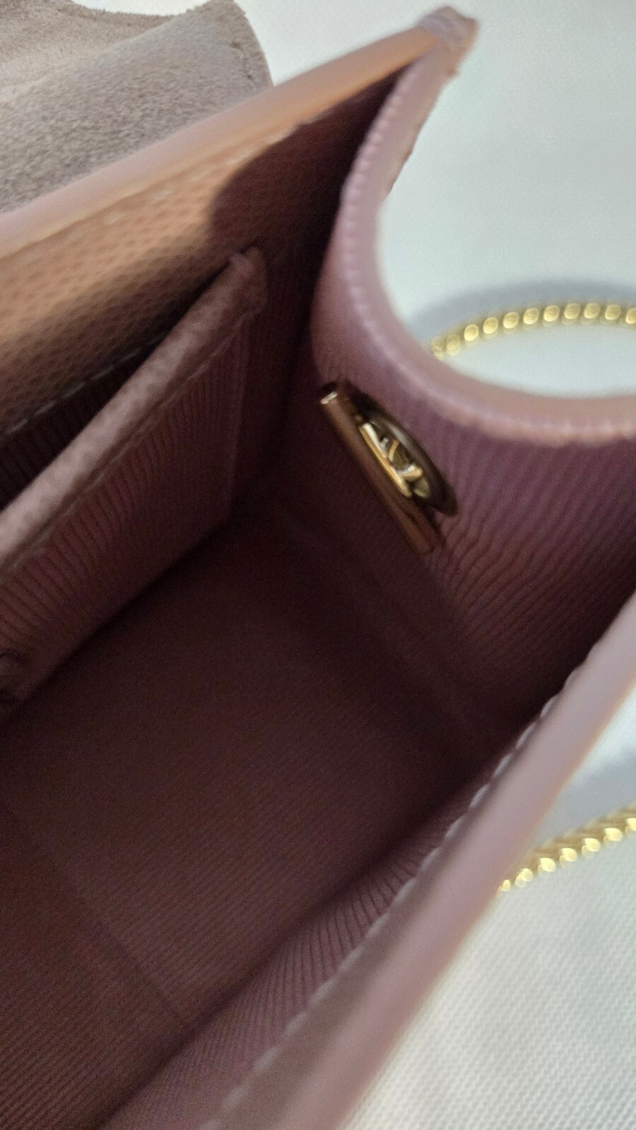 FURLA Metropolis Mini Crossbody Bag Pale Pink Ares Leather Gold Chain Italy