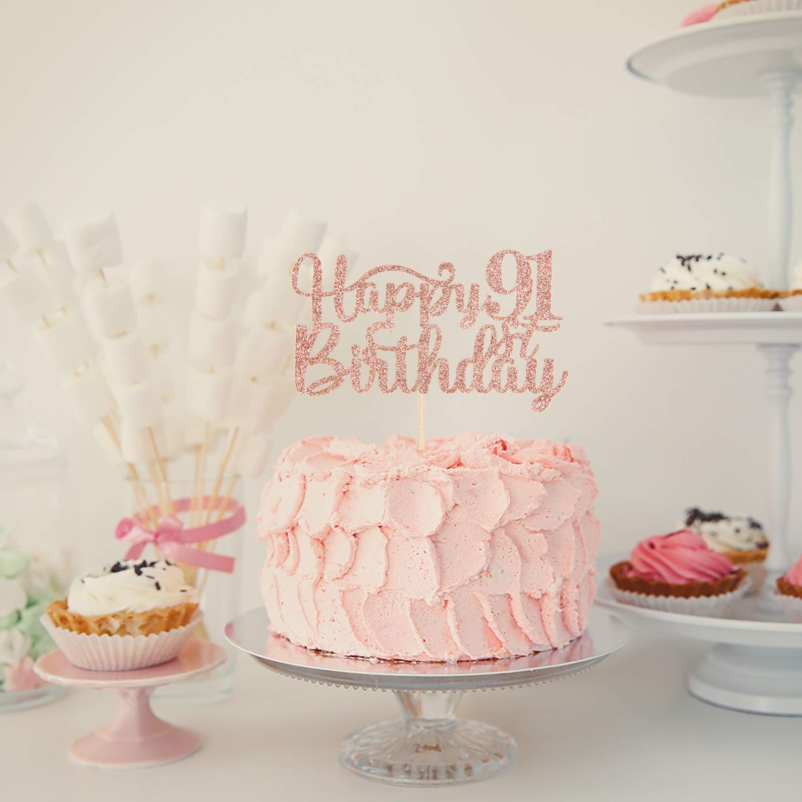 Happy 91st Birthday Cake Topper, 91st Birthday/Anniversary Party Supplies, Ch…