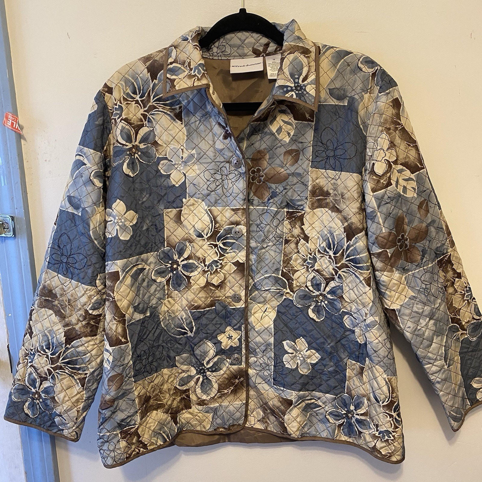 AlfredDunner Silk Patchwork Floral Multicolor Button Quilted Grannycore Jacket10