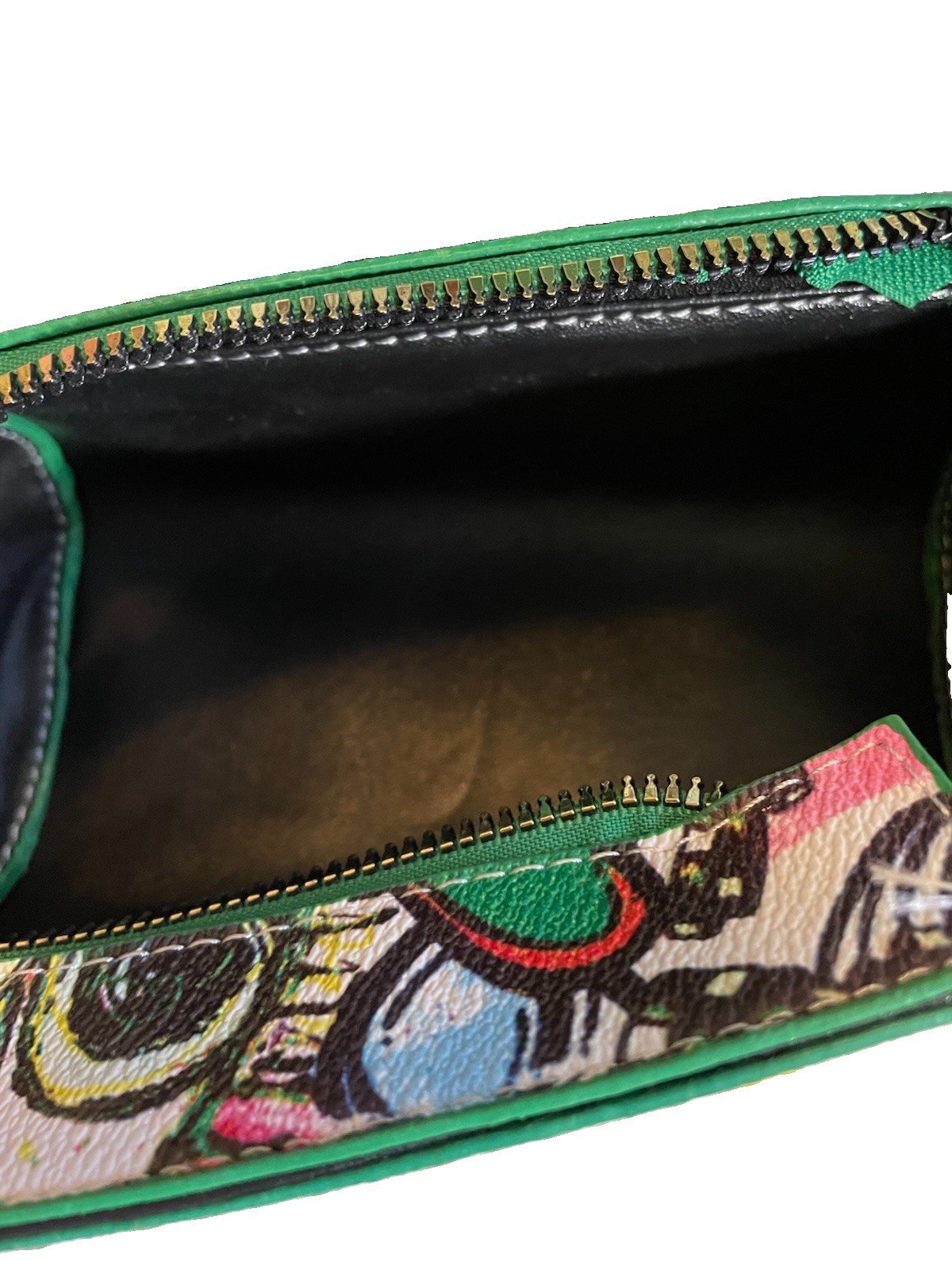 Small Multicolor Graffiti Top Handle Bag Zip, Detachable Strap, Gold Hardware