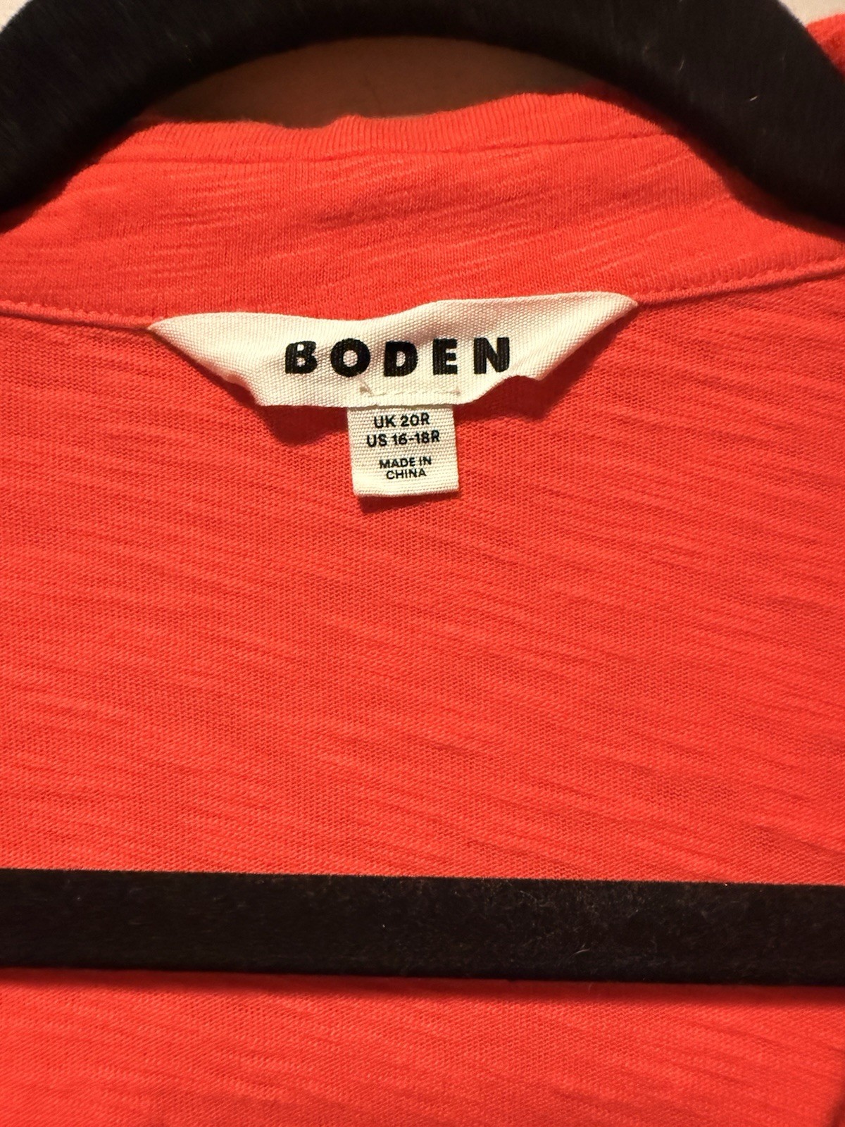 Boden Red 100% Cotton Slub V-Neck Collared Polo Shift Dress Sz 16