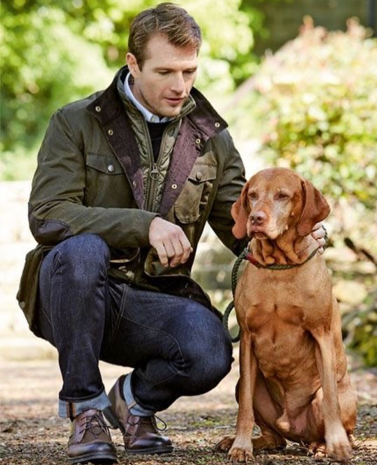 BARBOUR Ogston Wax Jacket w/ Elbow Patches Olive MSRP$540 Rugged Sophistication