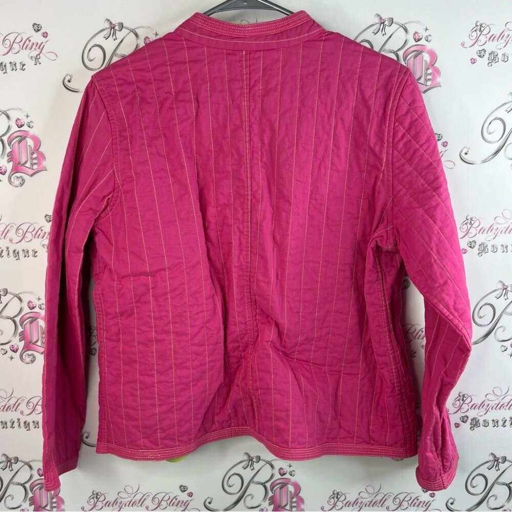 Attitude jacket coat quilted style 2 tone lime Fuchsia Quilted Utility Jacket
