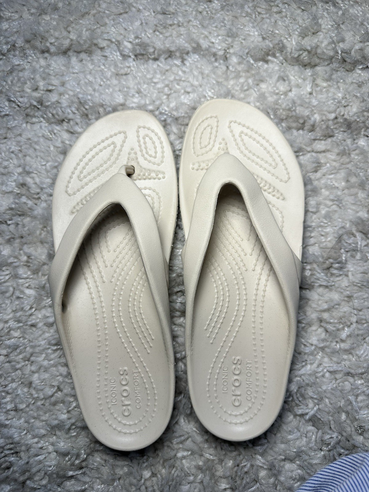 Crocs Kadee II Women’s Flip Flops Sandals Beige Bone Size 8 Comfort Lightweight