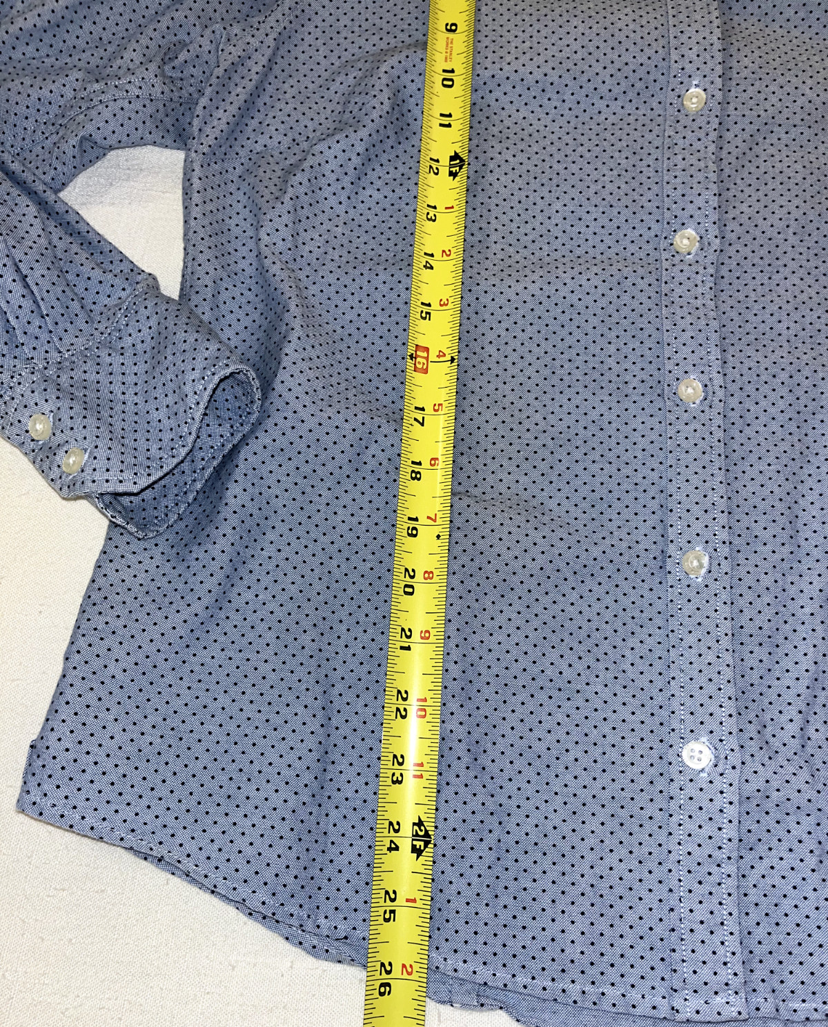 Lands’ End Button Up Shirt Boys Blue Blue Dots L/S 100% Baumwolle Cotton 12 TEEN