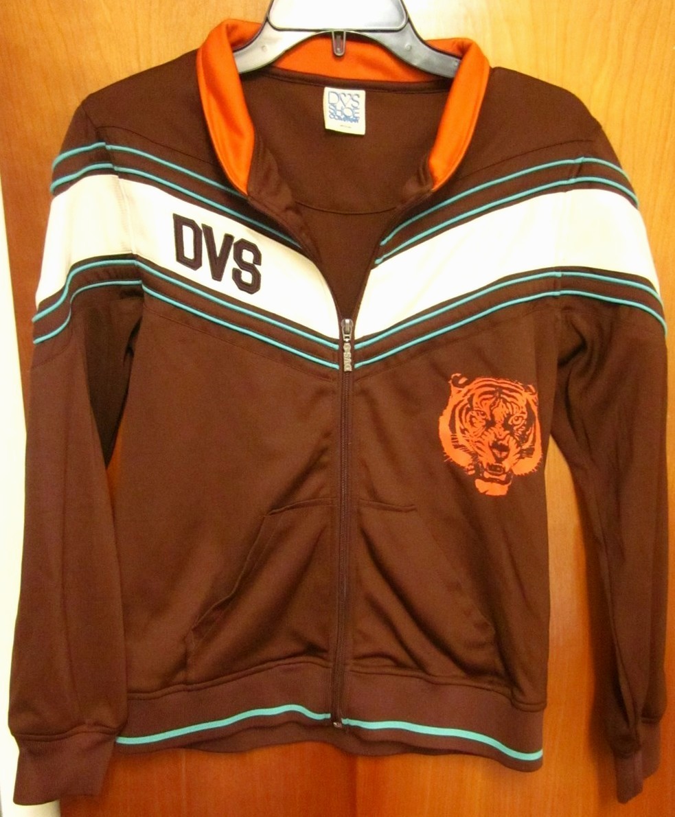 DVS SHOE COMPANY rap throwback track jacket med Tigers mascot hip hop retro