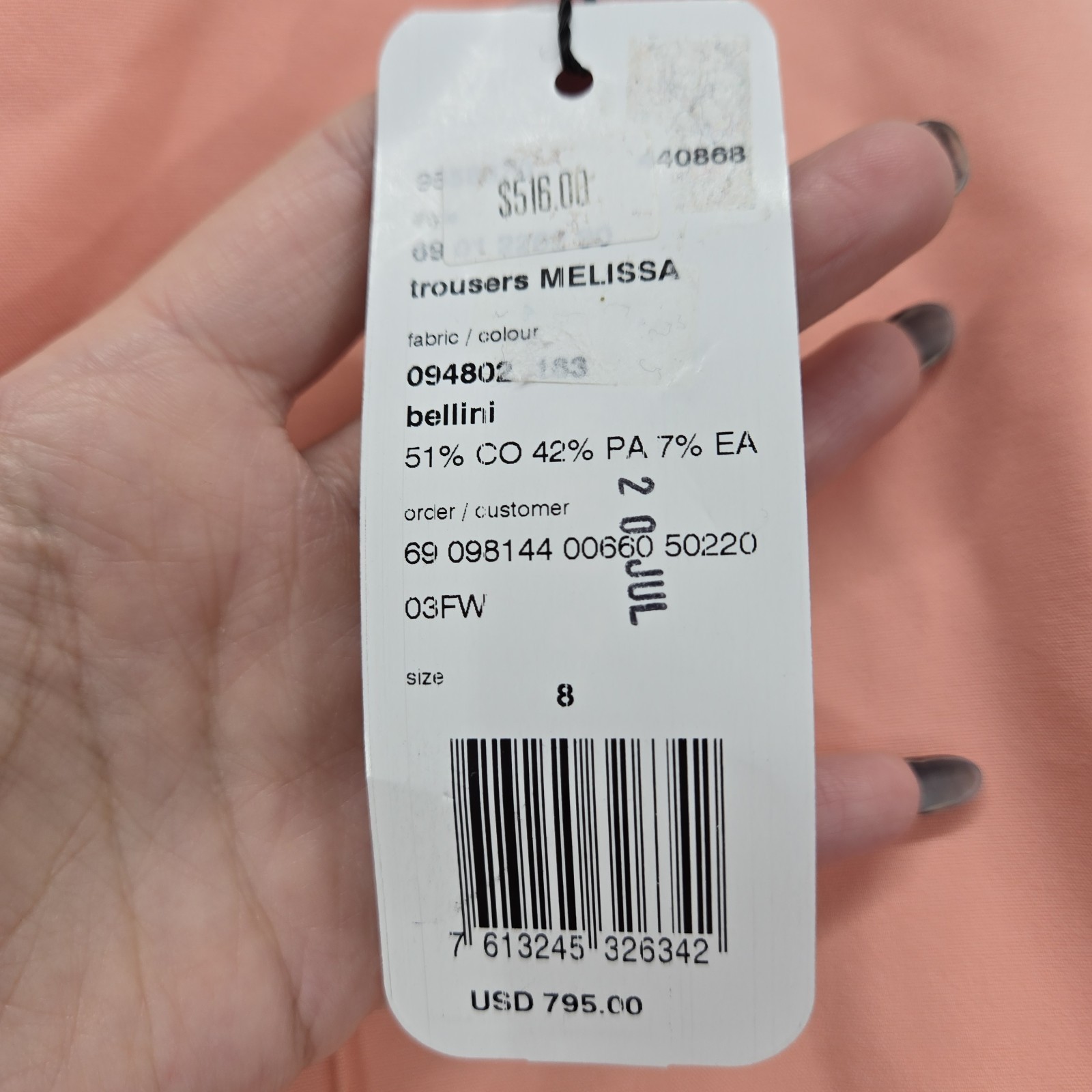 NWT Akris Melissa Trouser Pants Size US 8 Color Bellini Peach $795 Workwear Lux