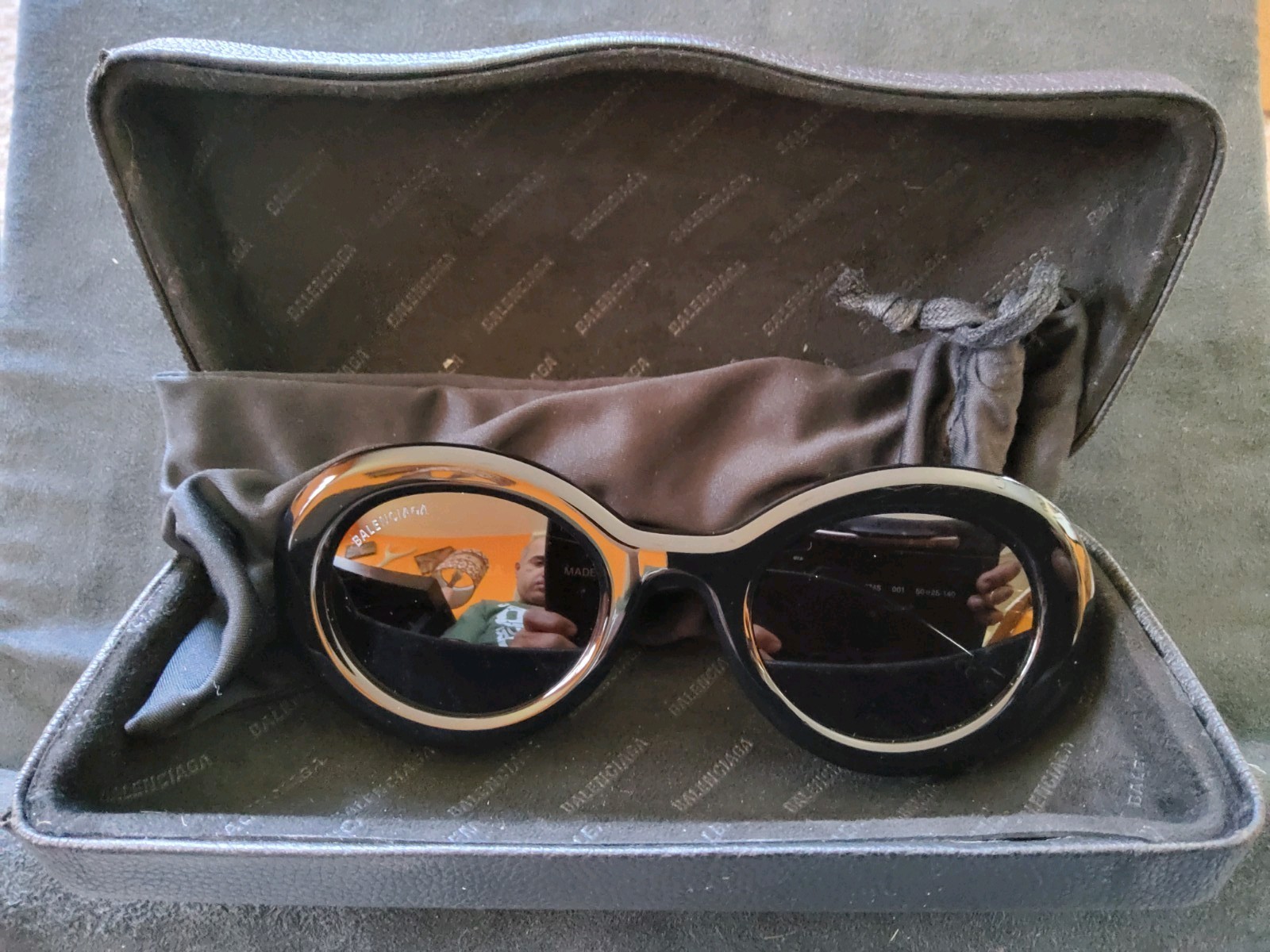 Balenciaga Unisex Oval BB0074S Black Sunglasses 100% Authentic